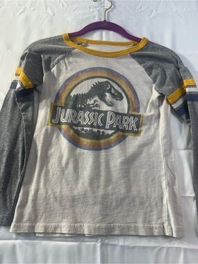 Sonoma Kids Small Jurassic Park Long Sleeve Raglan Tee in Gray, Yellow and Navy